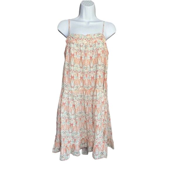 Anthropologie SATURDAY SUNDAY Cynthia Tiered Dress Women’s Size Medium Peach - Picture 2 of 10